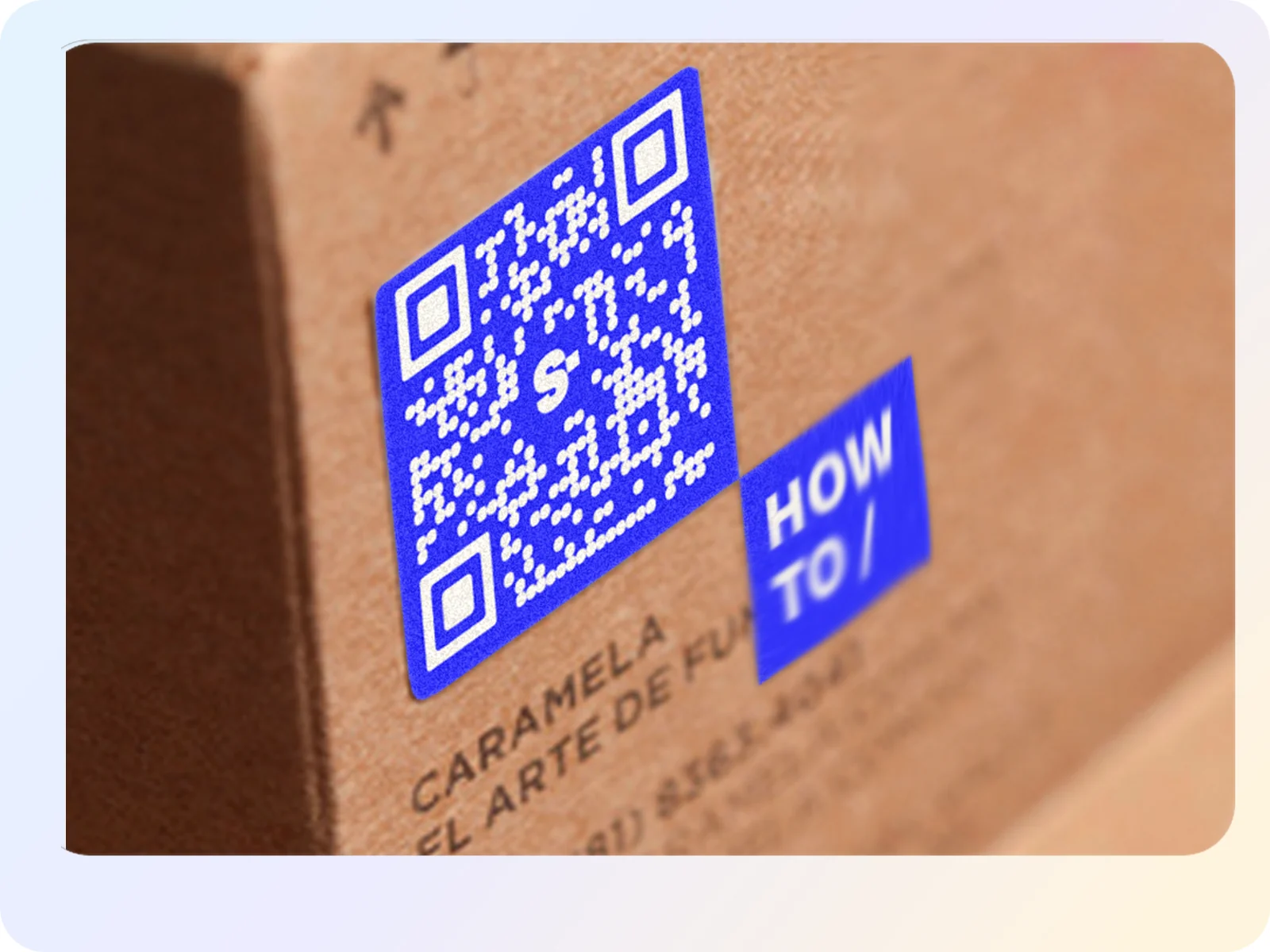 Close-up of a blue Simpi QR code applied to product packaging